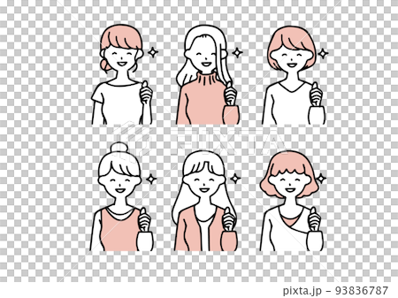 各種休閒裝的女性很開心的圖標集 93836787