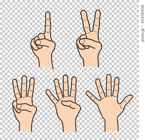 Number hand sign illustration set - Stock Illustration [93836936] - PIXTA