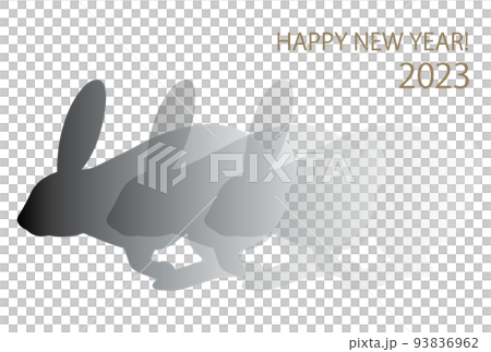 走るウサギのシルエットの年賀素材 93836962