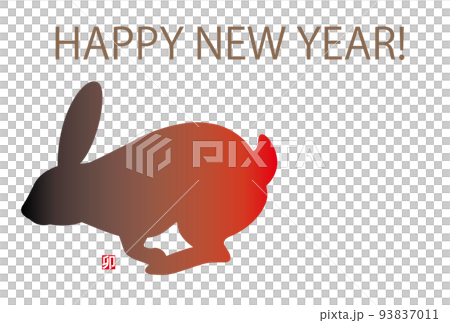 走るウサギのシルエットの年賀素材 93837011