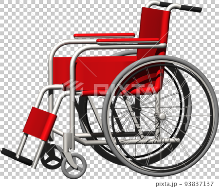 医療や介護に使う赤い車イスの背景透明イラスト 93837137