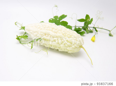 Fresh bitter gourd or bitter melon with leaves isolated on white background.copy space. 93837166