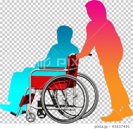 医療や介護に使う赤い車イスと人の背景透明イラスト 医療や介護に使う赤い車イスと人の背景透明イラスト 93837491