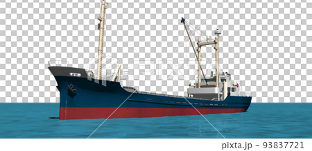 It is an illustration of a blue cargo ship moored in the port. background transparent image 93837721