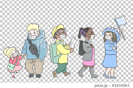 Foreign tourists participating in inbound tours wearing masks Cute 93838061