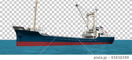 It is an illustration of a blue cargo ship moored in the port. background transparent image 93838399