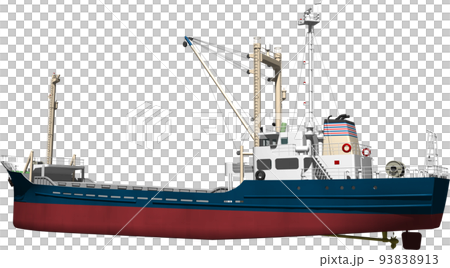 An illustration of a blue cargo ship created all the way down to the bottom of the ship. background transparent image An illustration of a blue cargo ship created all the way down to the bottom of the ship. background transparent image 93838913