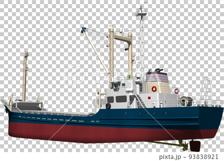 An illustration of a blue cargo ship created all the way down to the bottom of the ship. background transparent image An illustration of a blue cargo ship created all the way down to the bottom of the ship. background transparent image 93838921