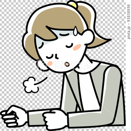 Upper body of a young woman suffering from fatigue Upper body of a young woman suffering from fatigue 93838936