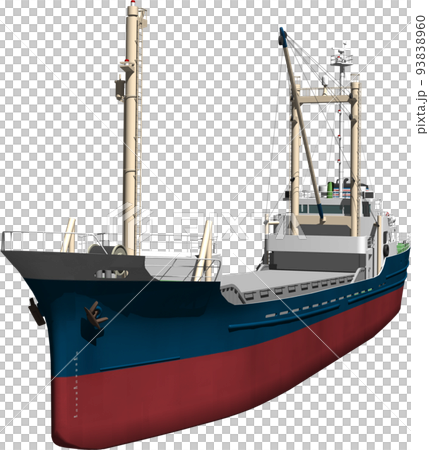 A bird's-eye view illustration of a blue cargo ship created all the way down to the bottom of the ship. background transparent image 93838960