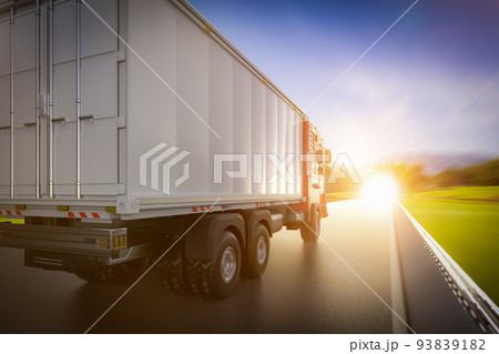 logistic van trailer truck or lorry on highway 93839182