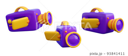 3d movie camera. Cinema, film and television concept. High quality isolated 3d render 3d movie camera. Cinema, film and television concept. High quality isolated 3d render 93841411