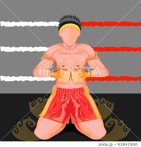 wai khru is a form of ritual performed by muay thai practitioners before a match pay respects to teachers vector illustration wai khru is a form of ritual performed by muay thai practitioners before a match pay respects to teachers vector illustration 93841900
