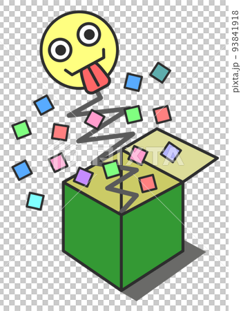 開けると顔が飛び出て驚くビックリ箱のイラスト 開けると顔が飛び出て驚くビックリ箱のイラスト 93841918
