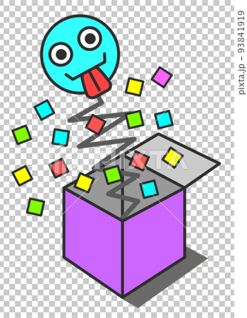 開けると顔が飛び出て驚くビックリ箱のイラスト 開けると顔が飛び出て驚くビックリ箱のイラスト 93841919