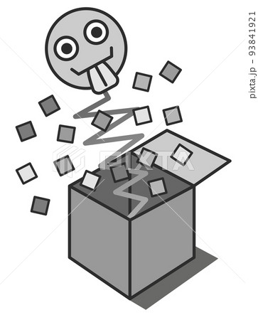 開けると顔が飛び出て驚くビックリ箱のイラスト 93841921
