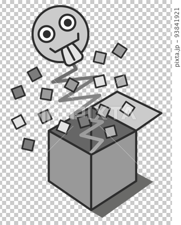開けると顔が飛び出て驚くビックリ箱のイラスト 93841921