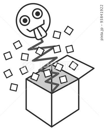 開けると顔が飛び出て驚くビックリ箱のイラスト 93841922