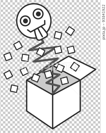 開けると顔が飛び出て驚くビックリ箱のイラスト 93841922
