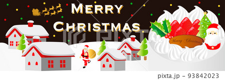 バナー クリスマス サンタクロース 家 街並み 背景 フレーム 文字 シンプル 可愛い イラスト素材 バナー クリスマス サンタクロース 家 街並み 背景 フレーム 文字 シンプル 可愛い イラスト素材 93842023