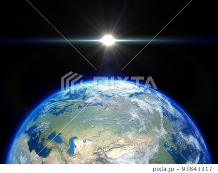 日本　JAPAN　地球　背景　太陽　CG 93843317