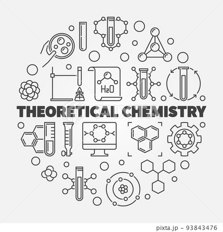 Theoretical Chemistry vector concept round line illustration 93843476