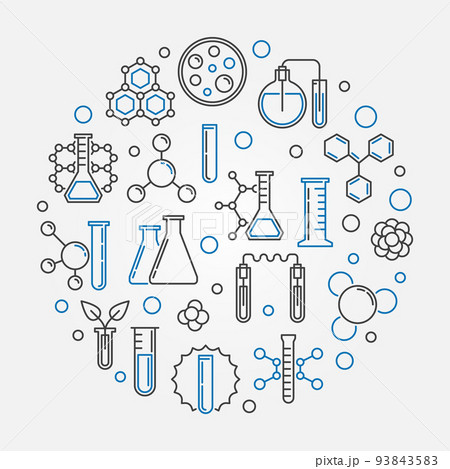 Chemistry vector concept round linear illustration Chemistry vector concept round linear illustration 93843583