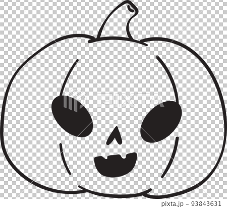 cute Halloween Jack o lantern pumpkin kawaii face set cartoon outline doodle vector for colouring book 93843631