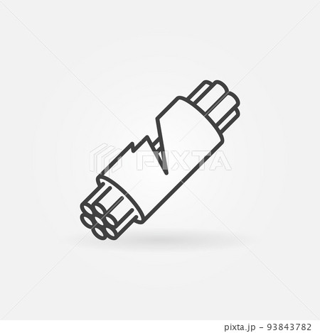 Damaged Fiber optic cable vector icon in thin line style 93843782