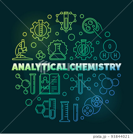 Analytical Chemistry vector colorful round outline illustration 93844021