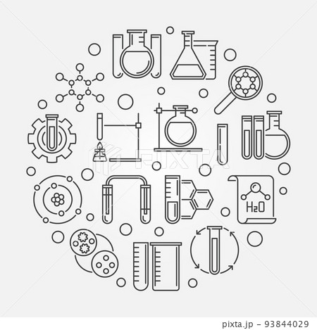 Vector Chemical Laboratory concept round outline illustration 93844029
