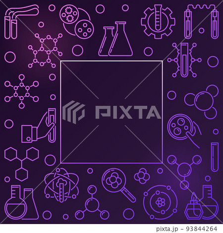 Colorful frame with Chemistry linear icons. Vector illustration 93844264