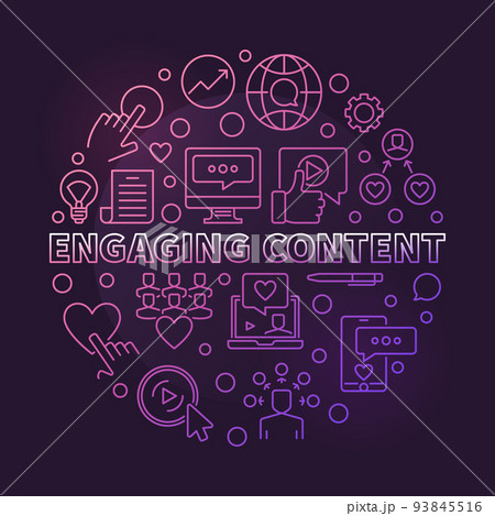 Engaging Content vector circular colored thin line illustration 93845516