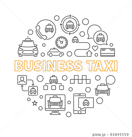 Business Taxi vector concept round simple line illustration 93845559