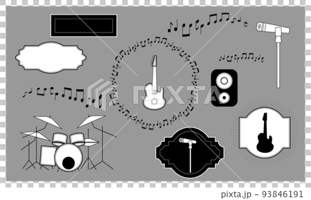 音符とバンド楽器のイラストセット 音符とバンド楽器のイラストセット 93846191