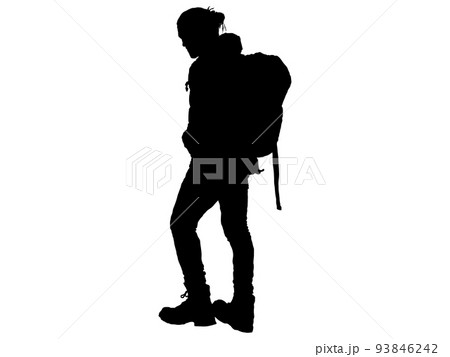 ハイキングをする男性シルエット5 93846242