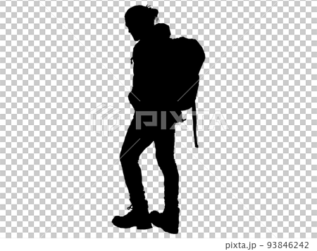 ハイキングをする男性シルエット5 93846242