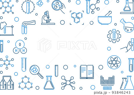 Vector chemistry outline horizontal frame with empty space 93846243