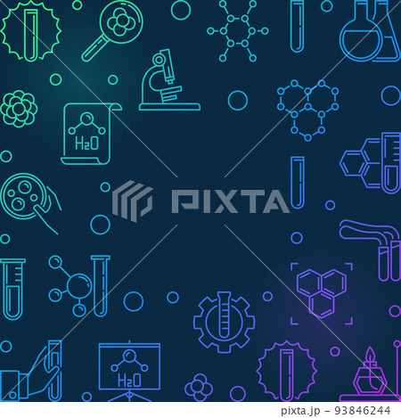 Chemistry vector colored square background in thin line style 93846244