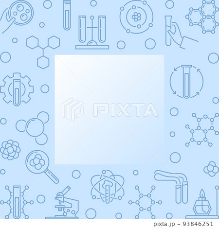 Chemistry blue vector square frame in thin line style Chemistry blue vector square frame in thin line style 93846251