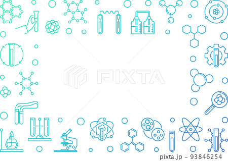 Chemistry outline colored vector frame with empty space 93846254