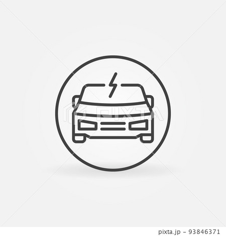 EV or Electric Car vector concept round line icon 93846371