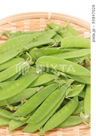 サヤエンドウ　収穫　ざる　食材 93847026