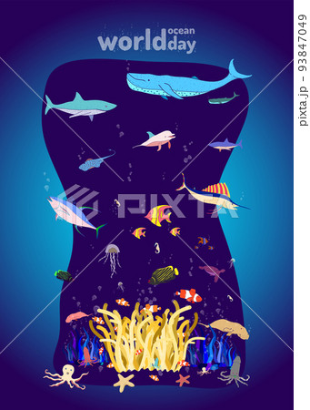 the aquarium. under ocean life. colorful design style. vector illustration eps10 93847049