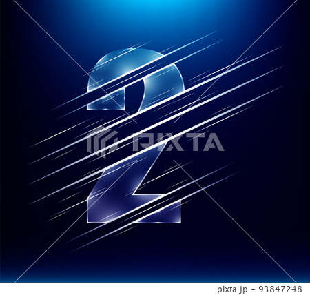 set of abstract fast speed luxury glass number character 2 two with blue color background.  vector illustration eps10 93847248