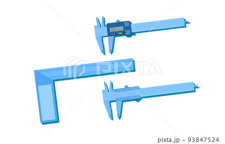 vernier caliper meter and gun scale ruler measuring tool equipment blue tone vector illustration eps10 93847524