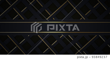 Vector abstract line black background with gold stripes 93849237