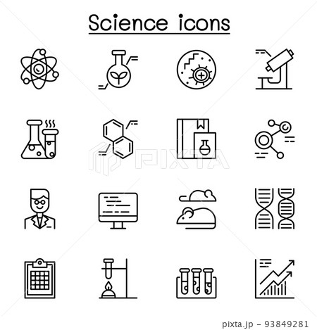 Science icon set in thin line style 93849281