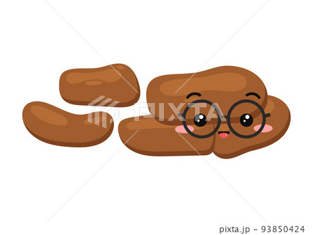 Cute poop excrement for bristol scale chart character in eyeglasses soft blobs. 93850424