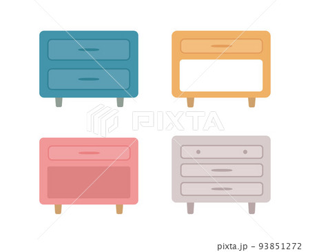 Set of cute nightstands in different colors. Home interior concept 93851272